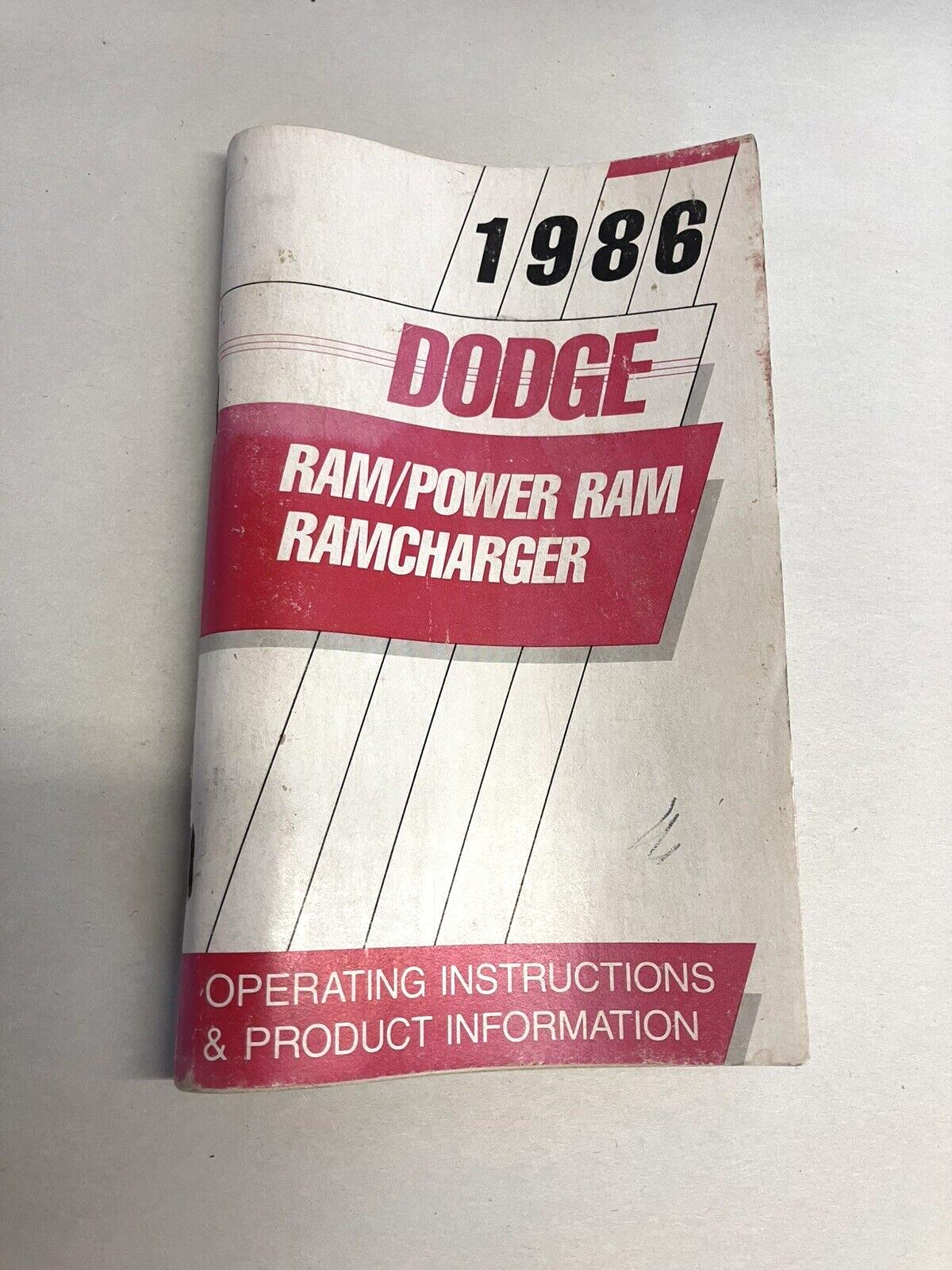 Owner's Manual, 1986 Dodge Ram/Power Ram/Ramcharger