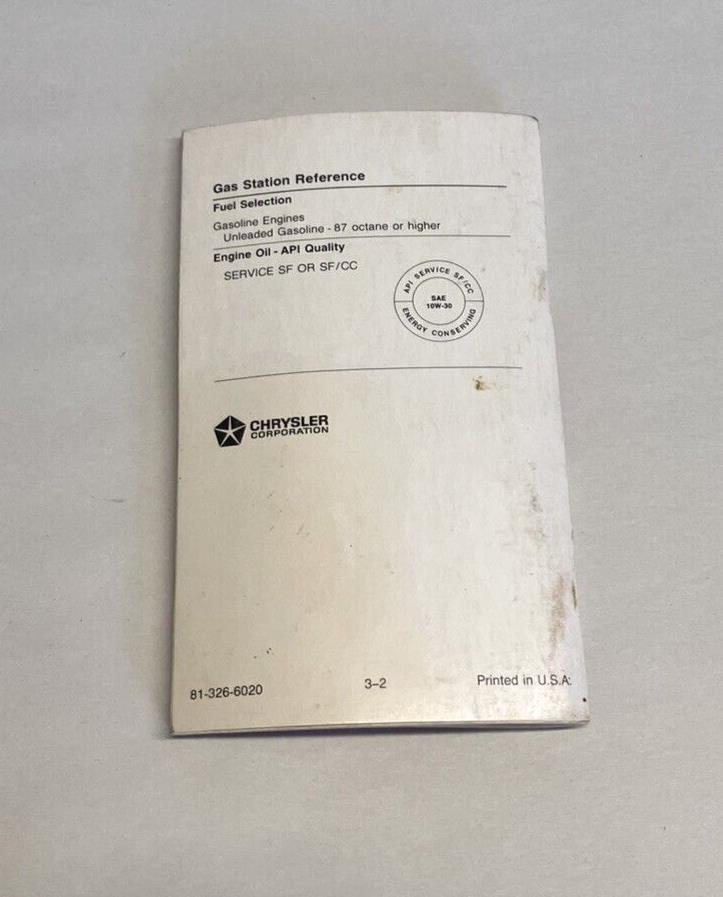 Owner's Manual, 1986 Dodge Ram/Power Ram/Ramcharger
