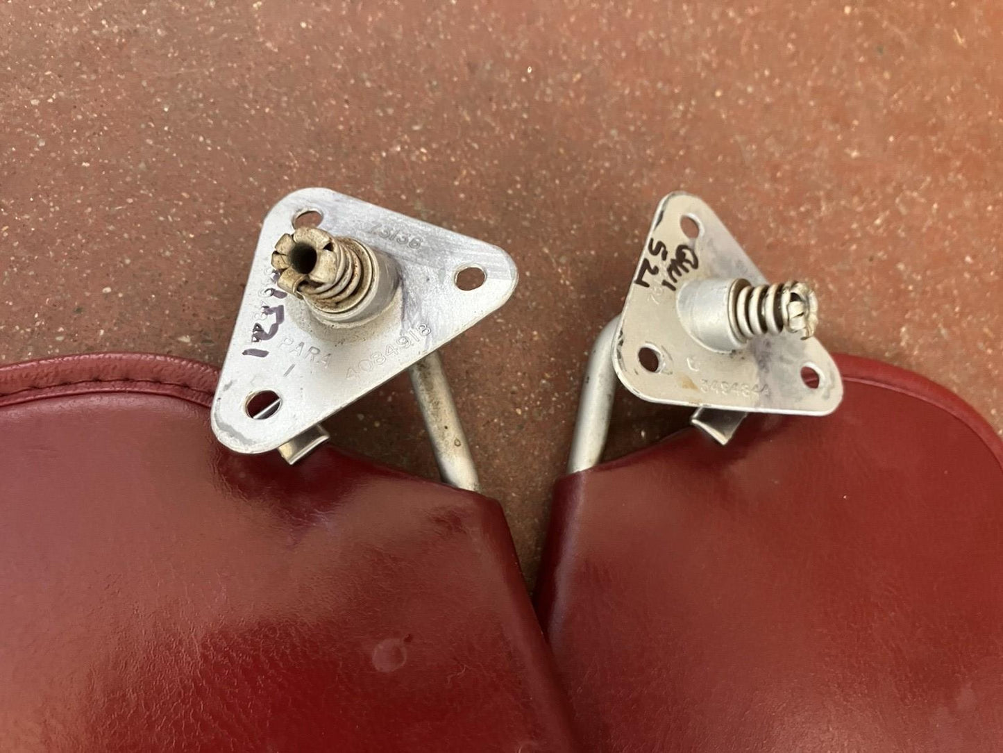 Sun Visor Pair, 1981-1993 Dodge W150 W250 W350 Ramcharger 4X4 Maroon Vinyl, Used