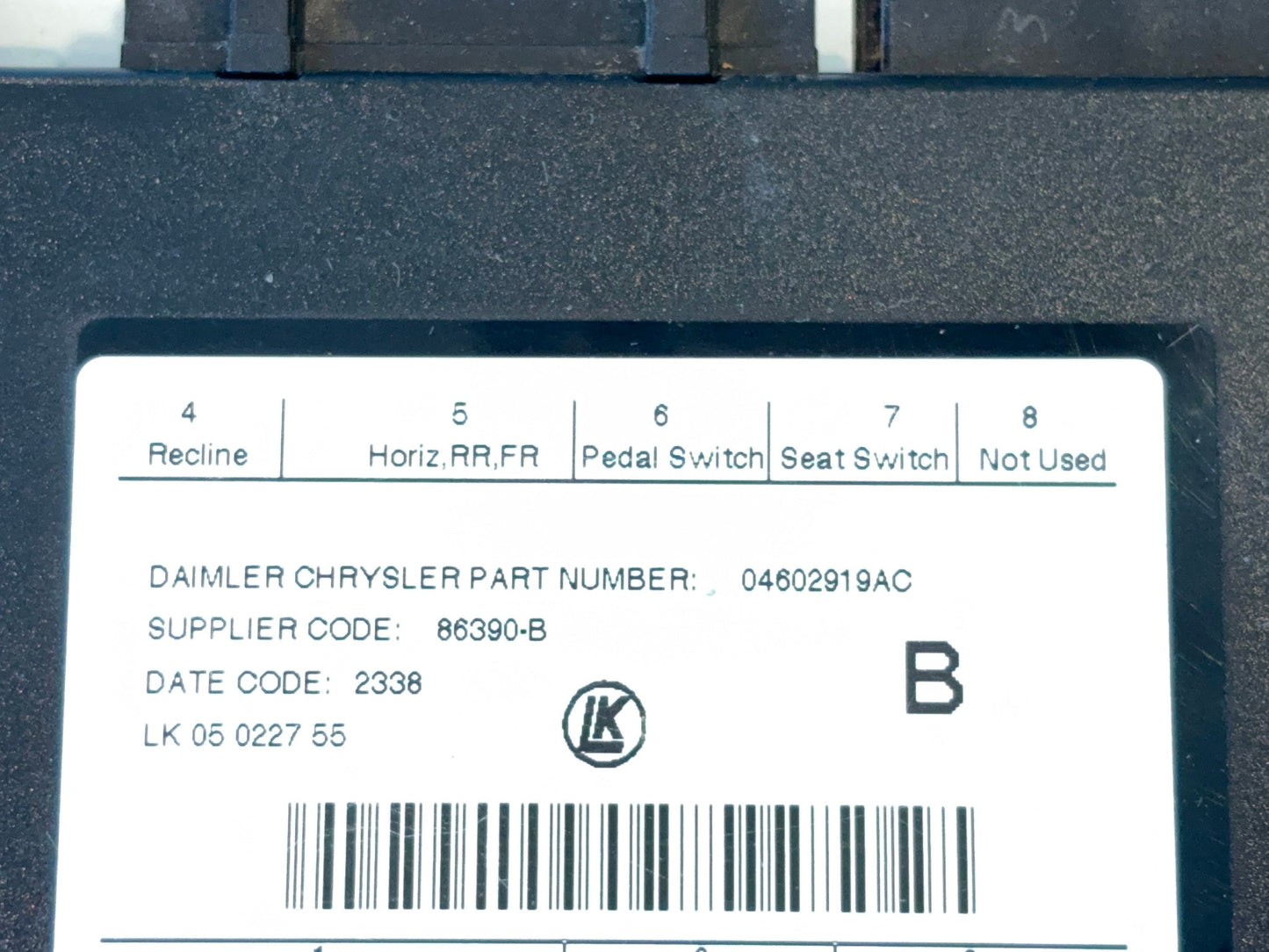Seat Memory Module 2009-2012 Ram 1500 2010-2012 Ram 2500 3500 04602919AC