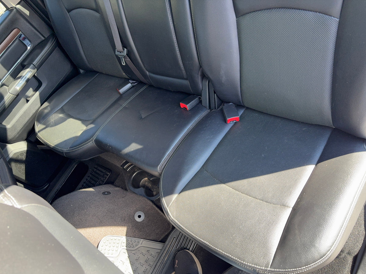 Laramie Crew Cab Leather Seat Set with Center Jump Seat for 2013-2018 Ram 1500 2500 3500, Black, Trim Code X9