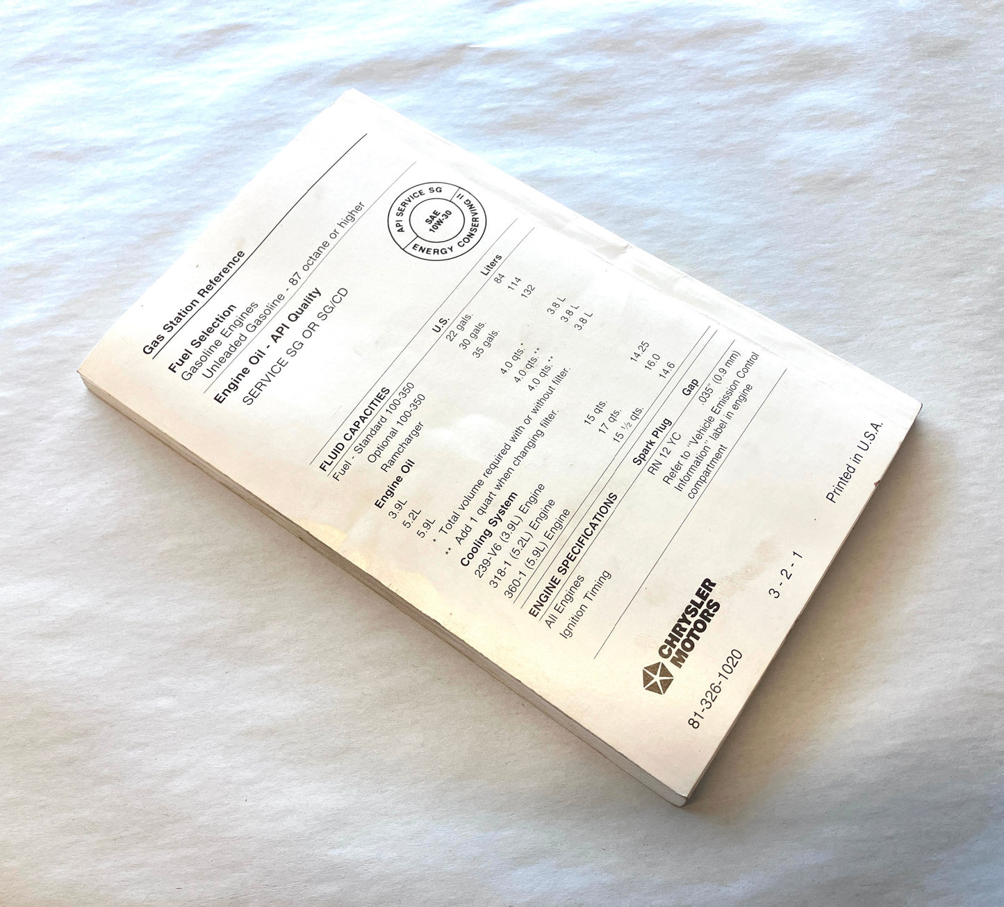 Owner's Manual, 1991 Ram Pickup and Ramcharger, Gasoline Engines
