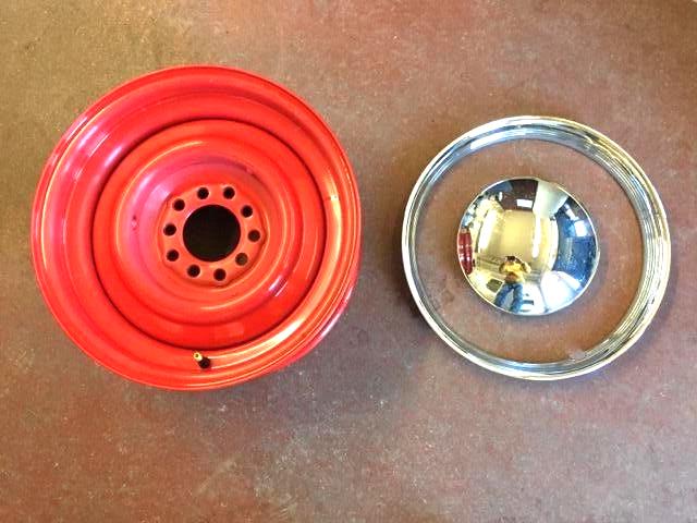 15x6 Dual Bolt Pattern Wheel, Trim Ring and Hubcap, 4 1/2" or 4 3/4" Pattern