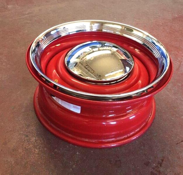 15x6 Dual Bolt Pattern Wheel, Trim Ring and Hubcap, 4 1/2" or 4 3/4" Pattern