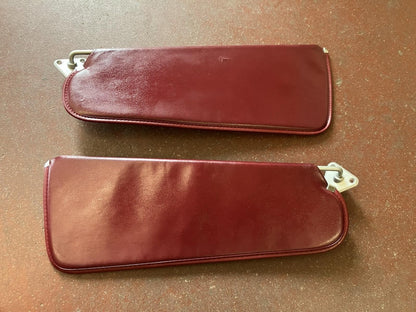 Sun Visor Pair, 1981-1993 Dodge W150 W250 W350 Ramcharger 4X4 Maroon Vinyl, Used
