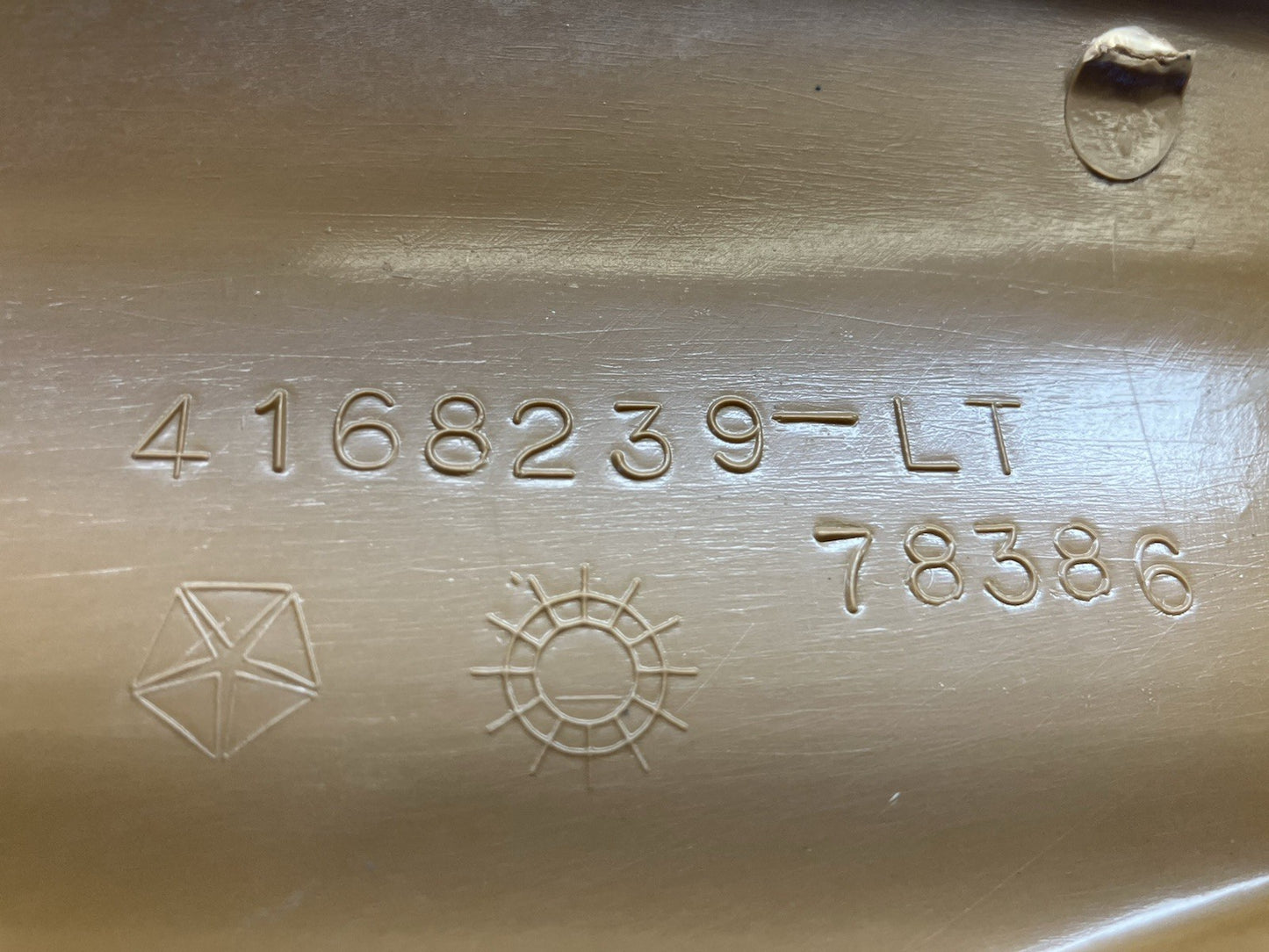 Tan Right and Left A-Pillar Moldings. 1981-93 Dodge PU. P/N 4168238/239