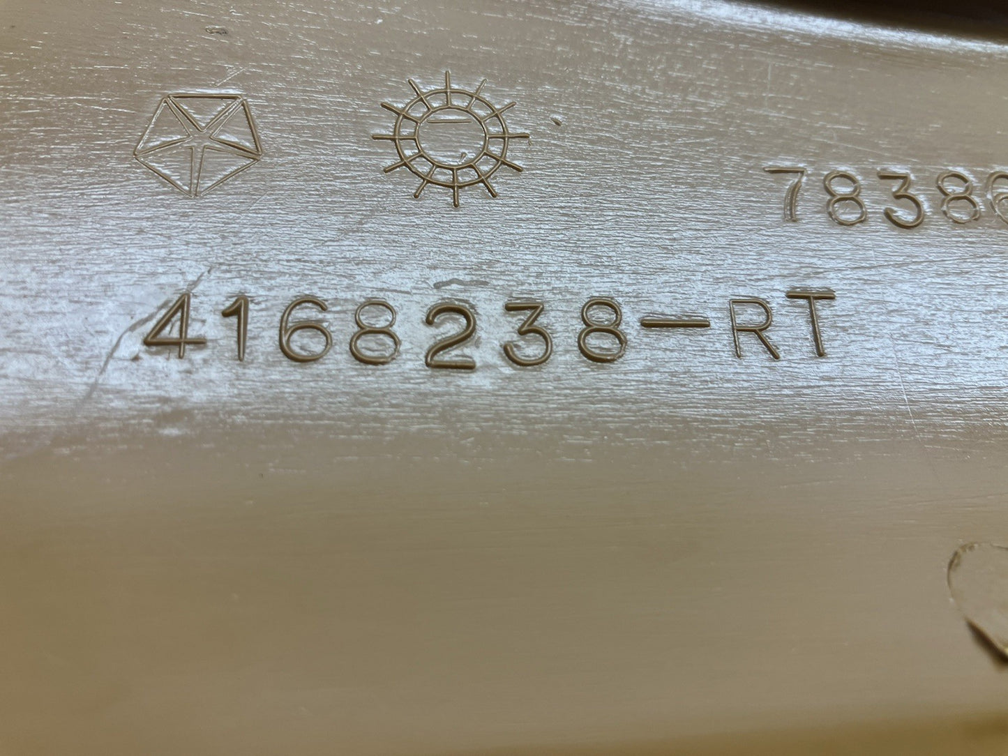 Tan Right and Left A-Pillar Moldings. 1981-93 Dodge PU. P/N 4168238/239