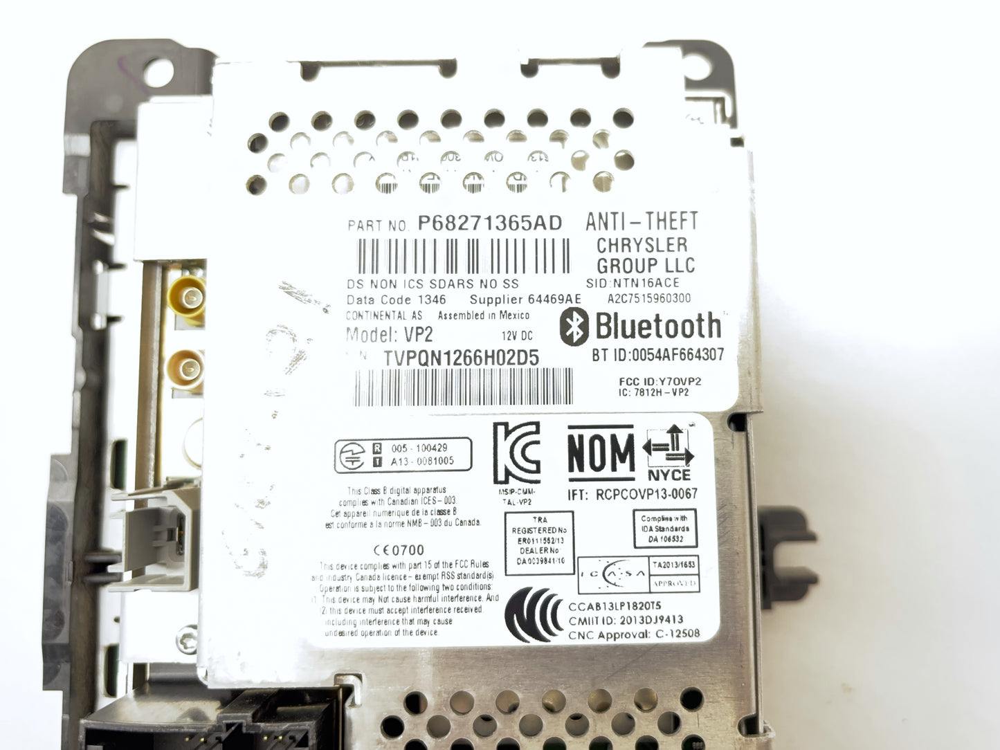 5.0 Radio VP2 2016 Ram 1500 2500 3500 68271365AD BlueTooth BackUp