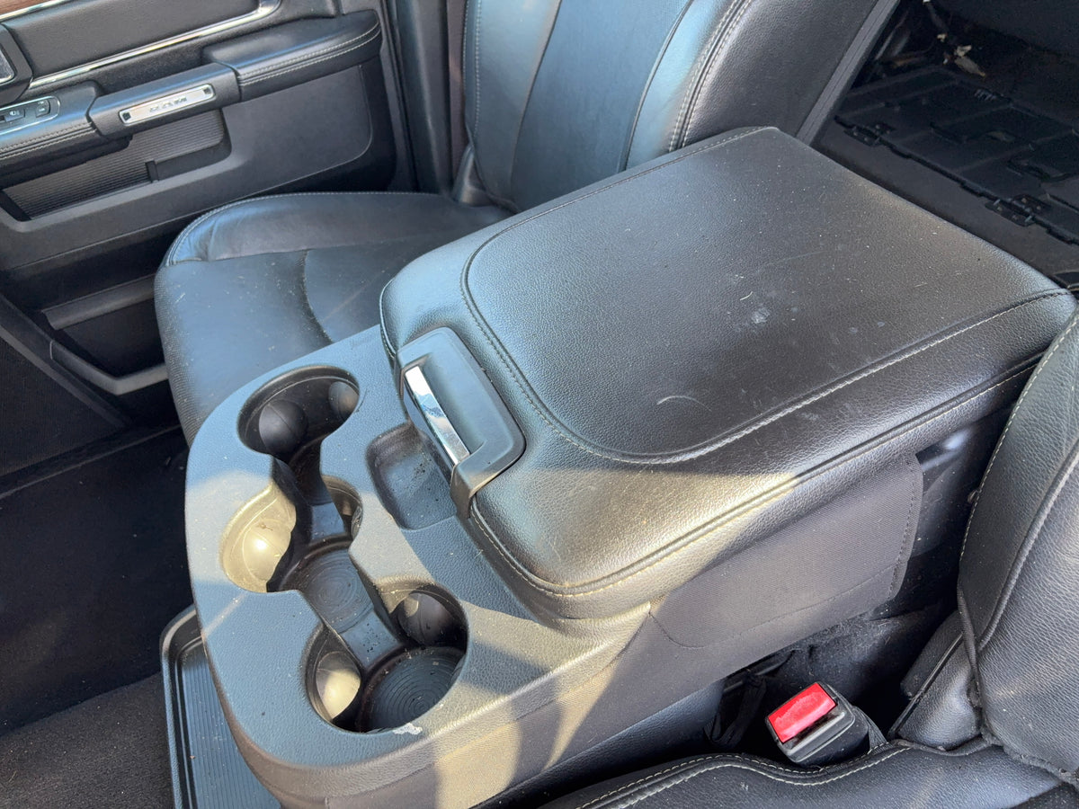Laramie Crew Cab Leather Seat Set with Center Jump Seat for 2013-2018 Ram 1500 2500 3500, Black, Trim Code X9