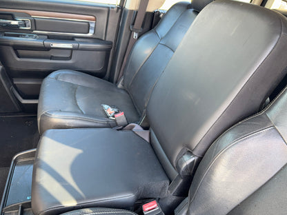 Laramie Crew Cab Leather Seat Set with Center Jump Seat for 2013-2018 Ram 1500 2500 3500, Black, Trim Code X9