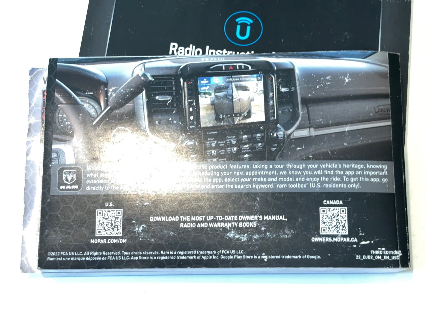 Owner's Manual, 2022 Ram 2500 3500, Gas or Diesel Engine, Used, Third Edition