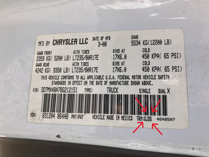 Leather Front Headrest Gray 1DL461D5AA 06-08 Ram 1500 06-09 Ram 2500 3500 GJD5