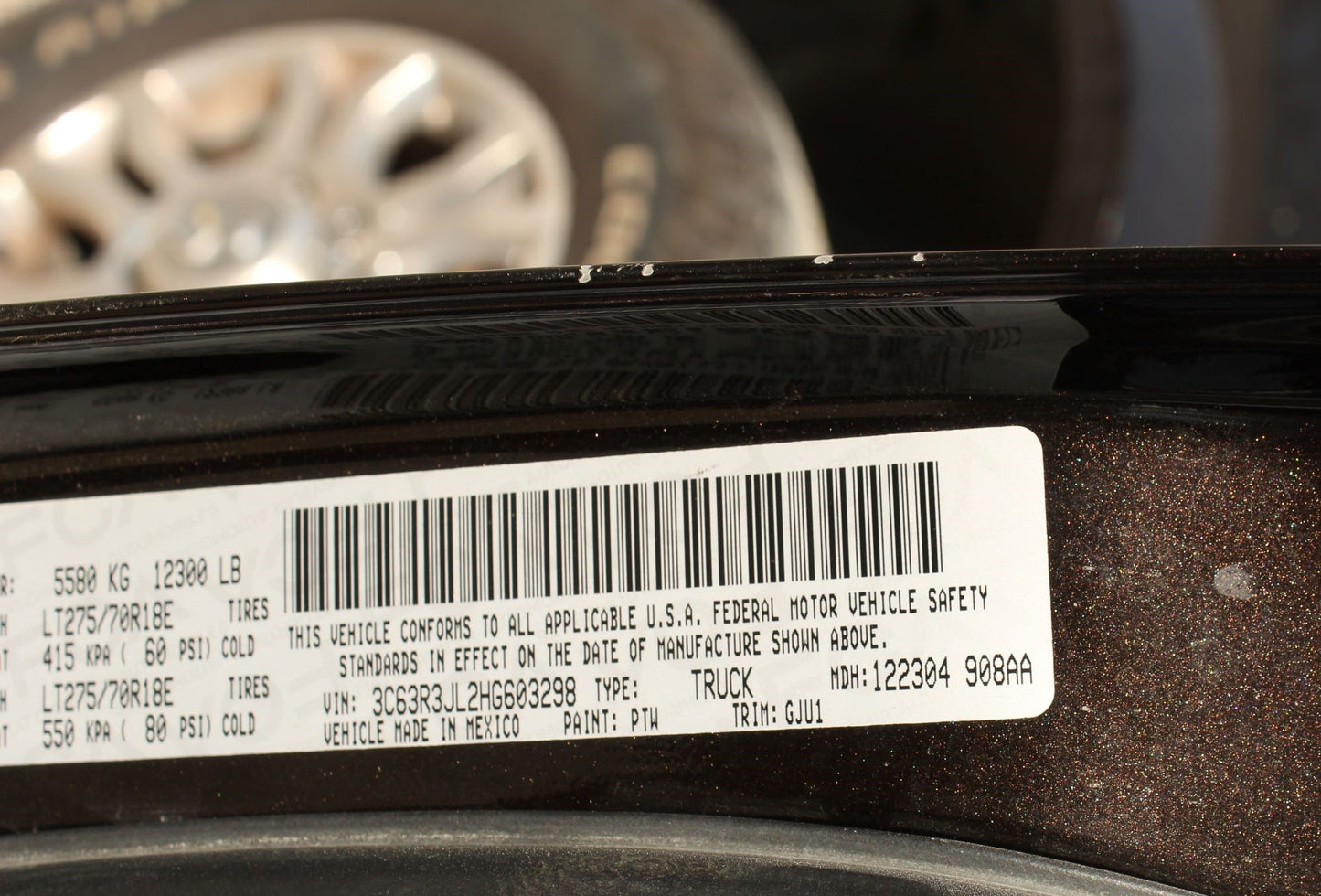 Rear Seat Belt Retractor, LH or RH 2013-18 Dodge Ram 1500 2500 3500 5KP981L1AC