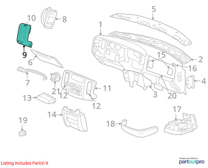 Headlight Switch Bezel with Vent 2003-2005 Dodge Ram, 5GY91XDVAA, Dark Slate