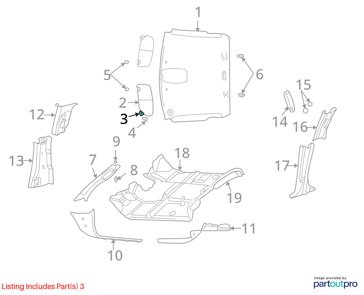 Sun Visor Clip Bracket, 2006-2008 Ram 1500 2006-2009 Ram 2500 3500 1DC48BD1AA