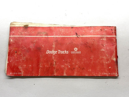 1972 Dodge Pickup 100 200 300 Owner's Manual, Used