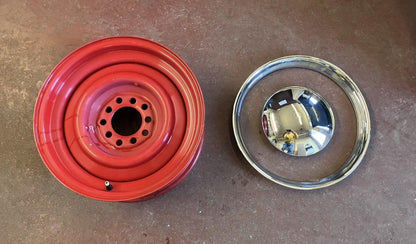 15x6 Dual Bolt Pattern Wheel, Trim Ring and Hubcap, 4 1/2" or 4 3/4" Pattern