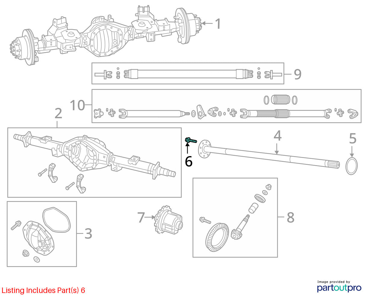 2003-2009 Dodge Ram 2500 3500 Rear Axle Shaft Bolts, Set of 8 Part # 5086770AB