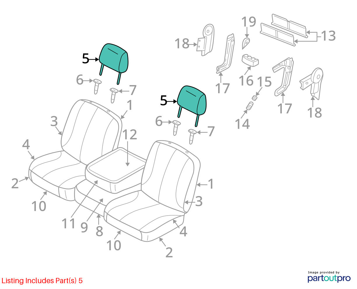 Leather Front Headrest Gray 1DL461D5AA 06-08 Ram 1500 06-09 Ram 2500 3500 GJD5