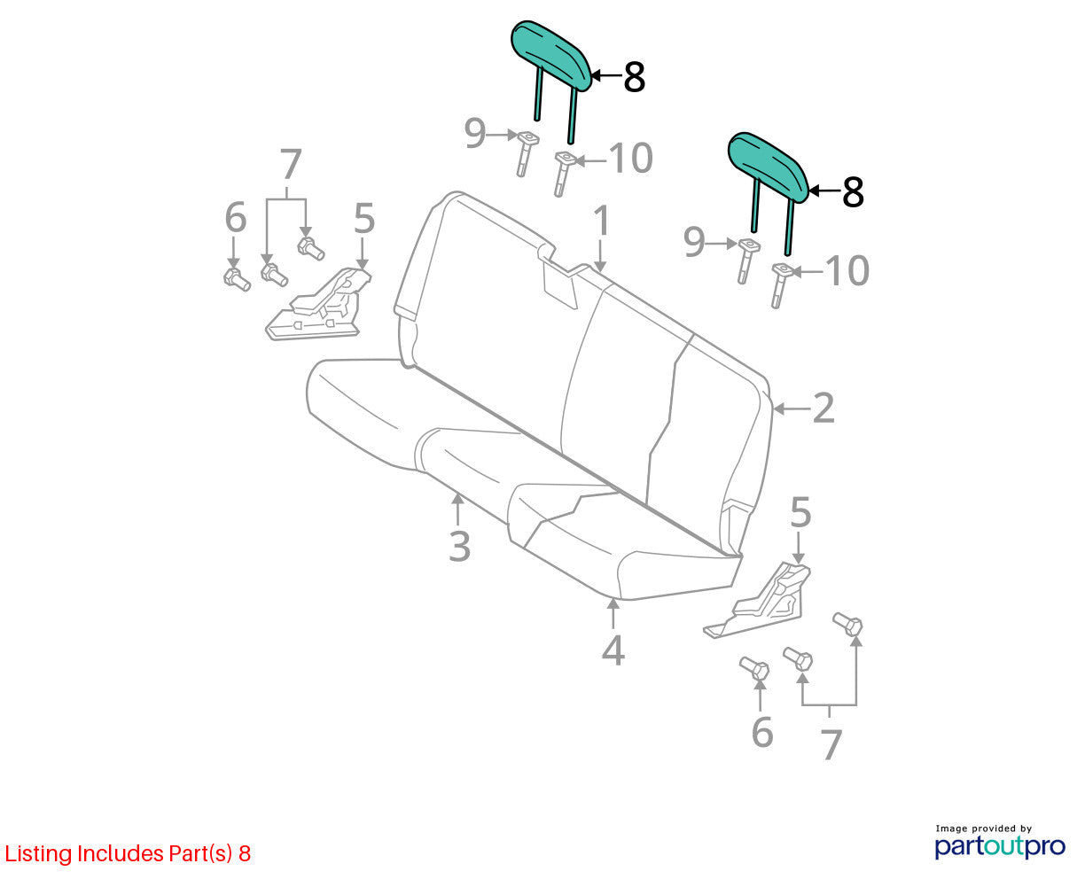 Leather Rear Outer Headrest 2008 Dodge Ram 1500 2500 3500 1ER711D5AA GJD5 LH RH