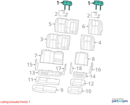 Rear Center Headrest 2010-12 Dodge Ram 1500 10-12 Ram 2500 3500 Leather, Trim KT
