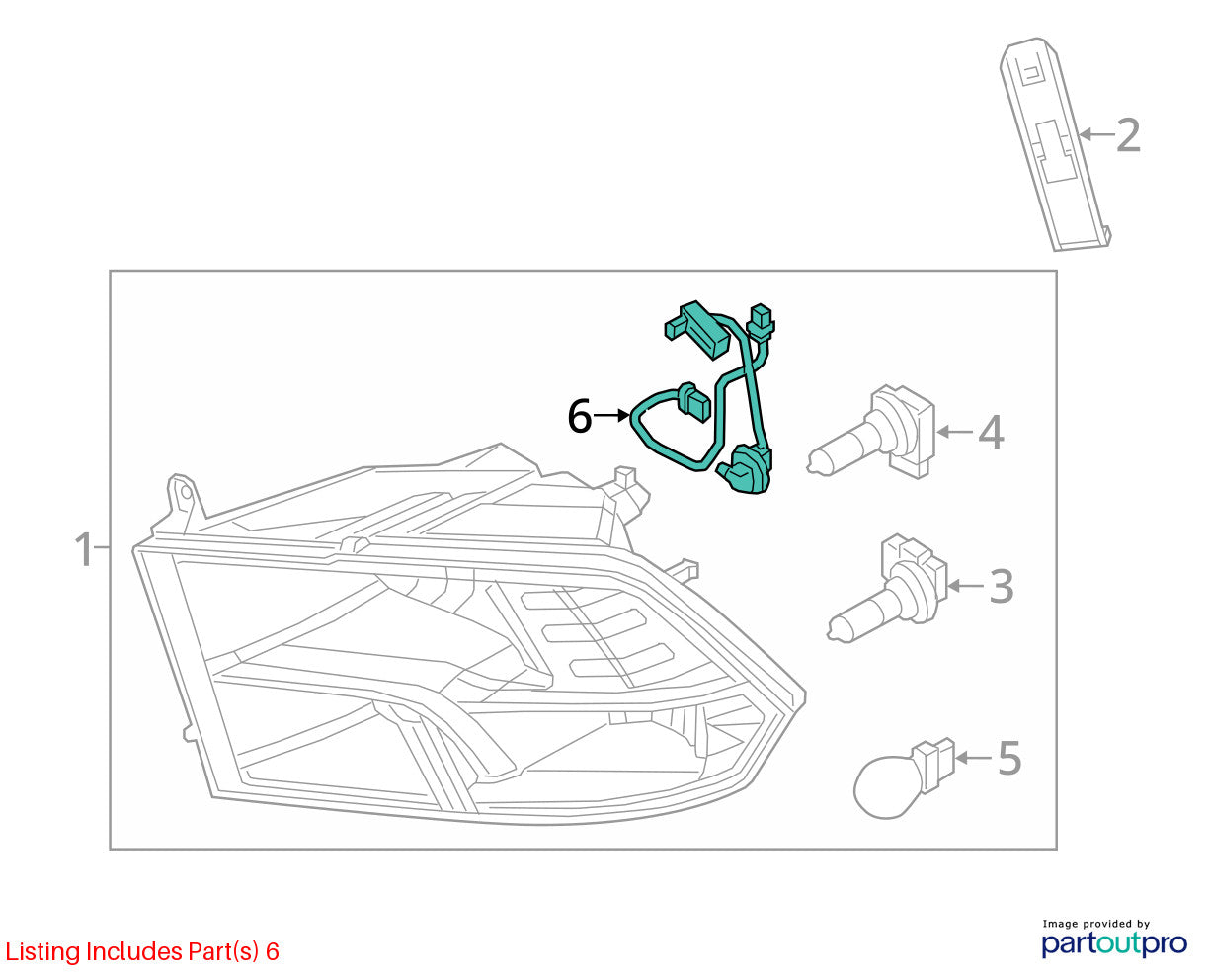 Headlight Harness 09-12 Ram 1500 10-12 2500 3500 Quad Halogen 68193062AB