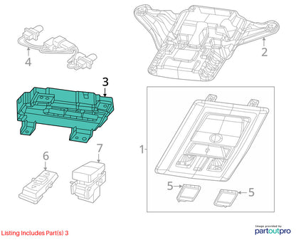 Overhead Console with Module 2013-18 Ram 1500 2500 3500 Map Lights Pwr Sliding