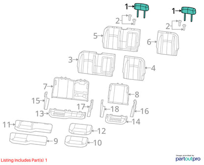 Rear Center Headrest 2013-2018 Ram 1500 2500 3500 2019+ Classic 5NA61LA8AA V9X8