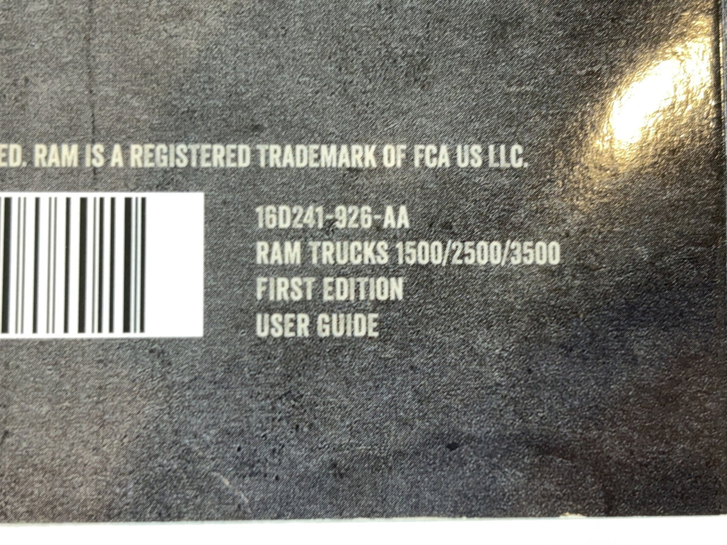 Owner's Manual 2016 Ram 1500 2500 3500 Gas and Diesel Engines Case DVD 1st Ed