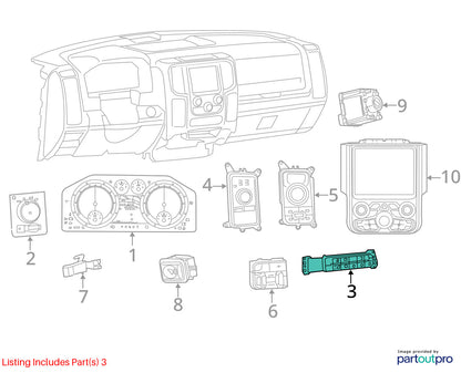 Dash Switch Panel, 2014-2018 Ram 1500 Tow Haul, Traction Control 68247620AA