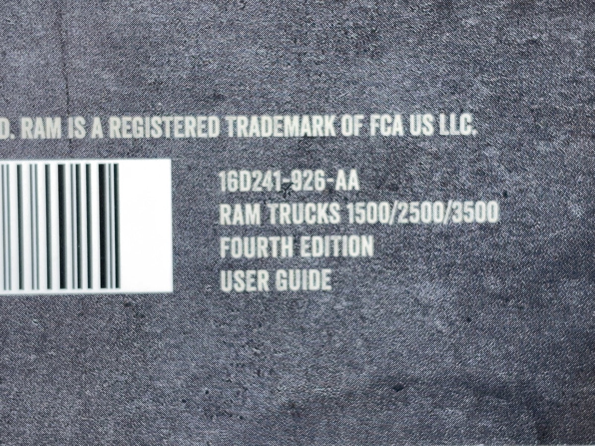 Owner's Manual 2016 Ram 1500 2500 3500 Gas and Diesel Engines Case DVD 4th Ed
