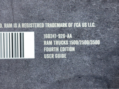 Owner's Manual 2016 Ram 1500 2500 3500 Gas and Diesel Engines Case DVD 4th Ed