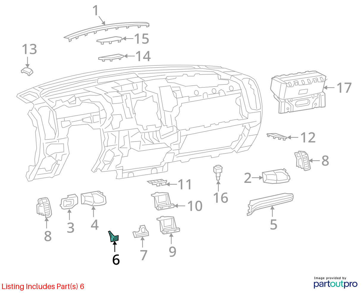 Lower Speedometer Dash Trim, 2019-2023 Ram 1500 New Body Style 6BK69TX7AB