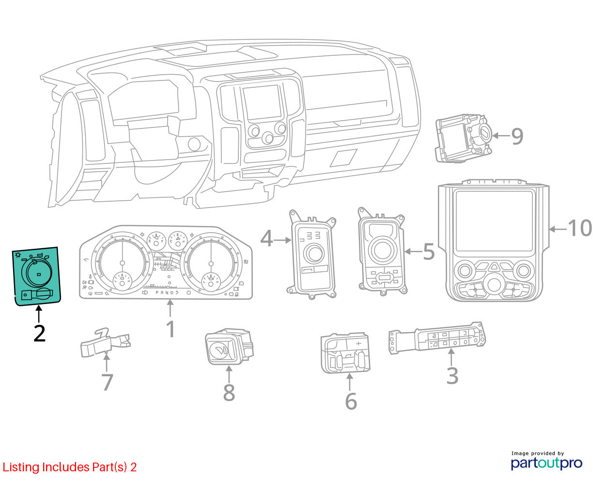 Headlight Switch, 2013-2018 1500 2500 3500, 19+ Classic, 68146503AA 68269910AA