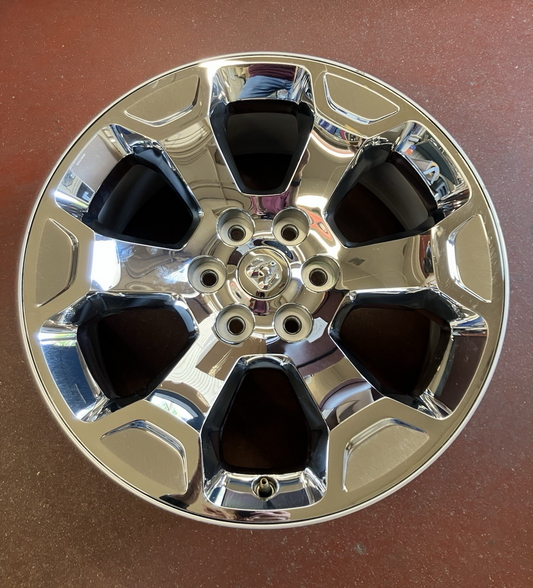 2019-25 Ram 1500 New Style (6 Lug) 6 Spoke 20X9 Chrome Clad Aluminum Wheel.