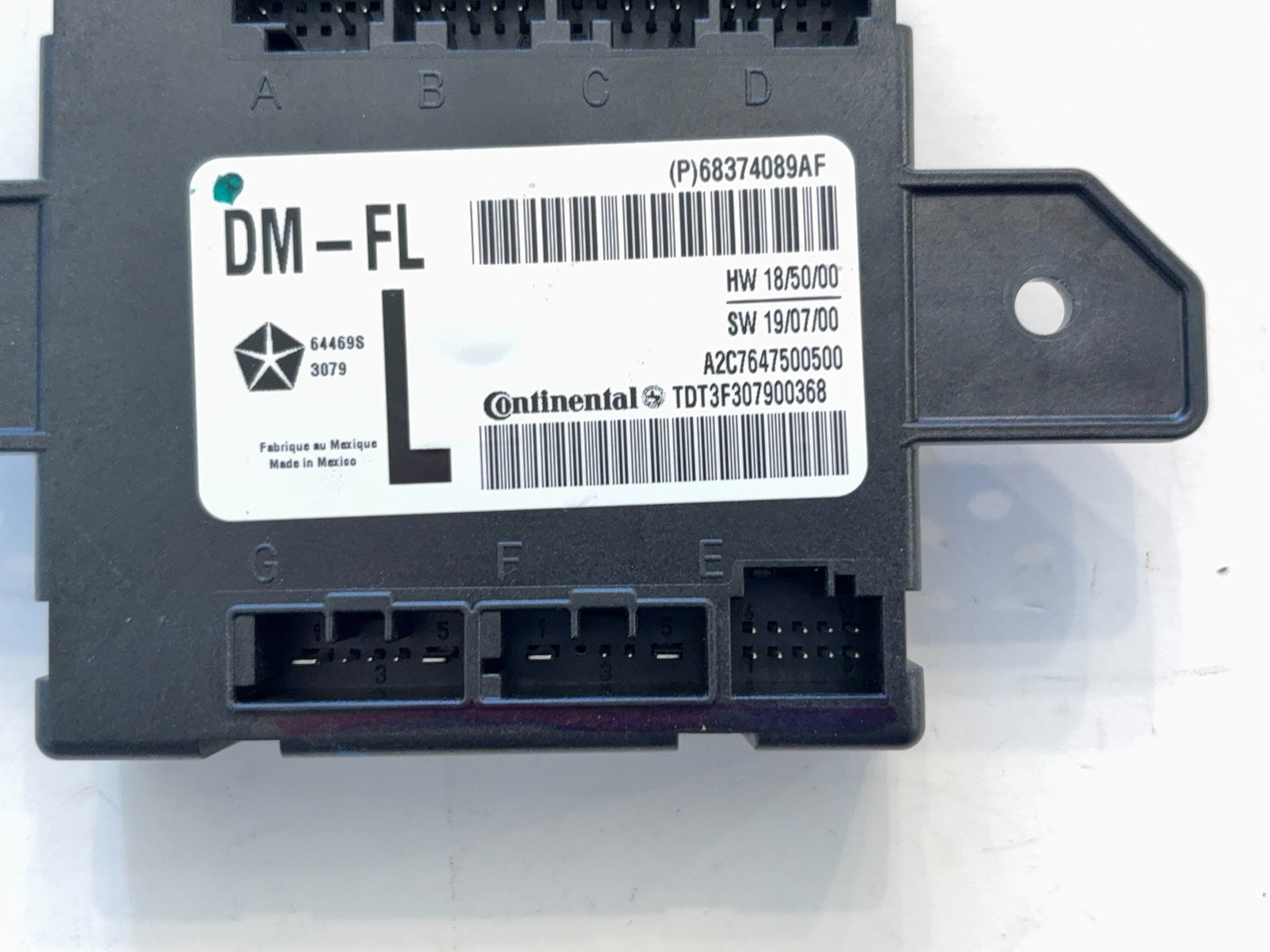 Left Driver Door Module, 2019-2020 Ram 2500 3500 68374089AF Manual Fold