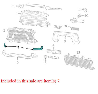 Right Passenger Side Below Headlight Grille Molding 2020 Ram 2500 6NB341Z0AB