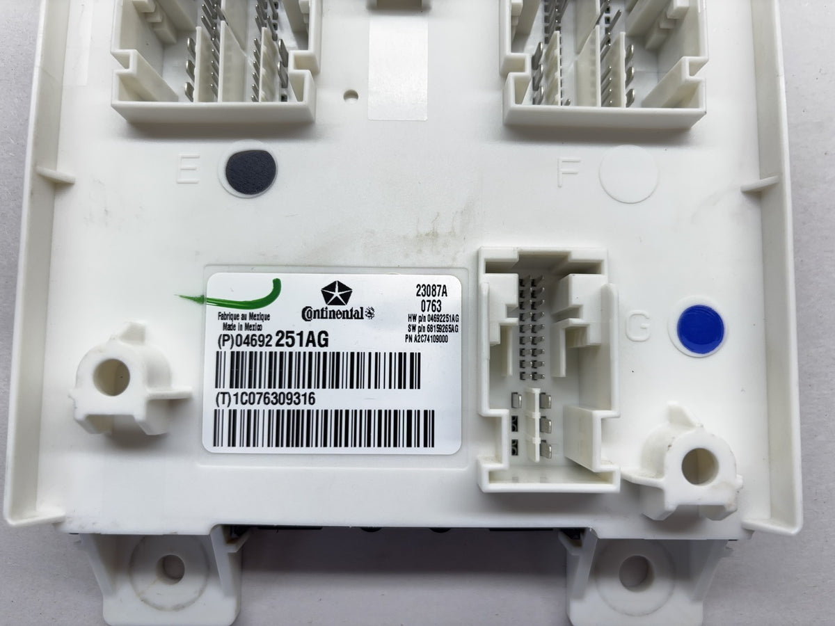 Body Control Module, BCM, 2013 Ram 1500 4692251AG Used OEM Requires Reprogram