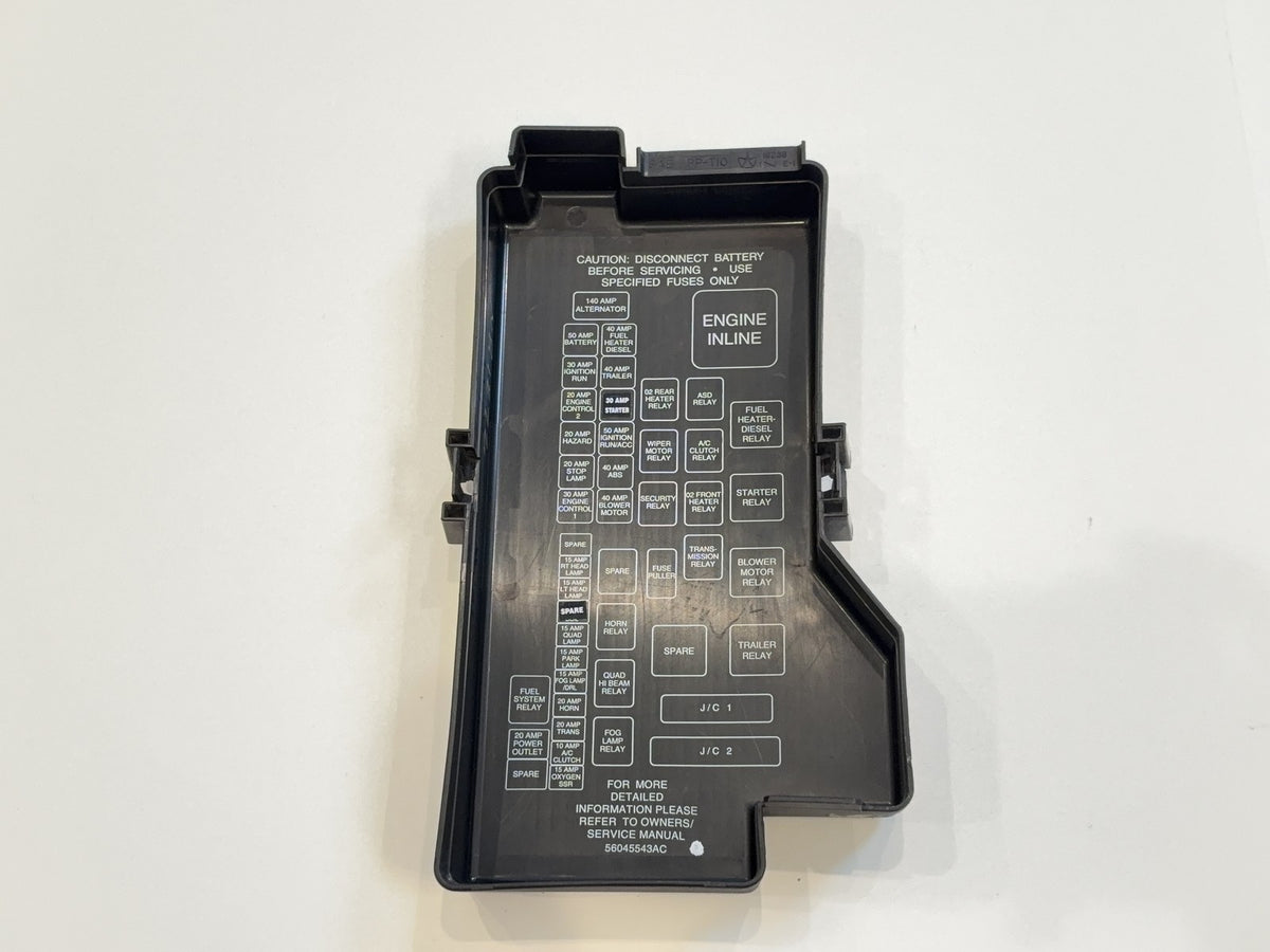 Fuse Cover, Engine Fuse Box Lid, 2000-2001 Ram 1500 2500 3500, 56045543AC
