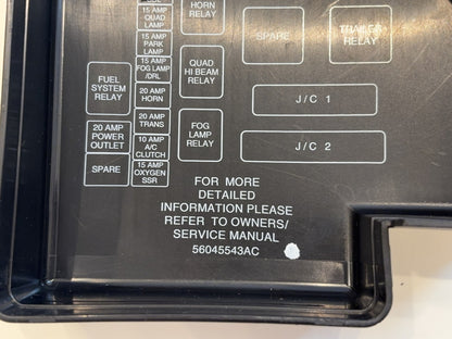 Fuse Cover, Engine Fuse Box Lid, 2000-2001 Ram 1500 2500 3500, 56045543AC
