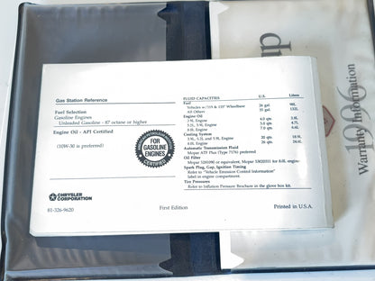 Owner's Manual with Case, 1996 Ram 1500 2500 3500 V6 V8 Gasoline Engines